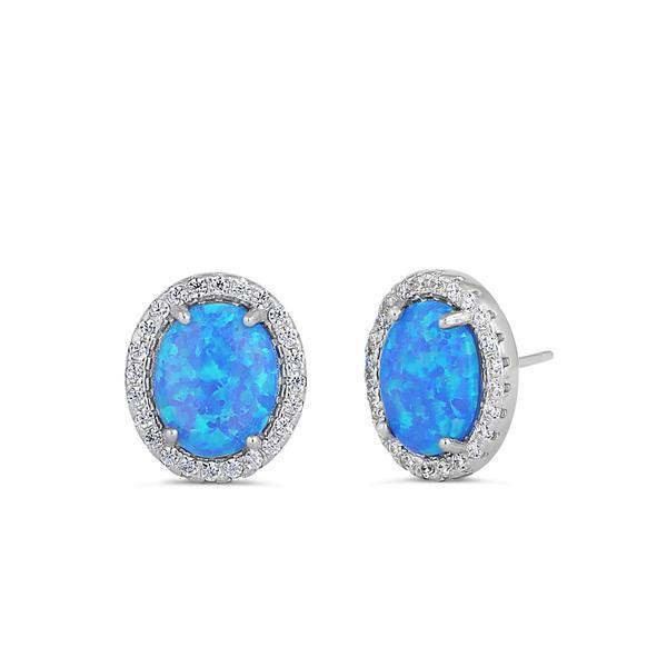 Theia Blue Opal Halo Earrings - The Mystic River