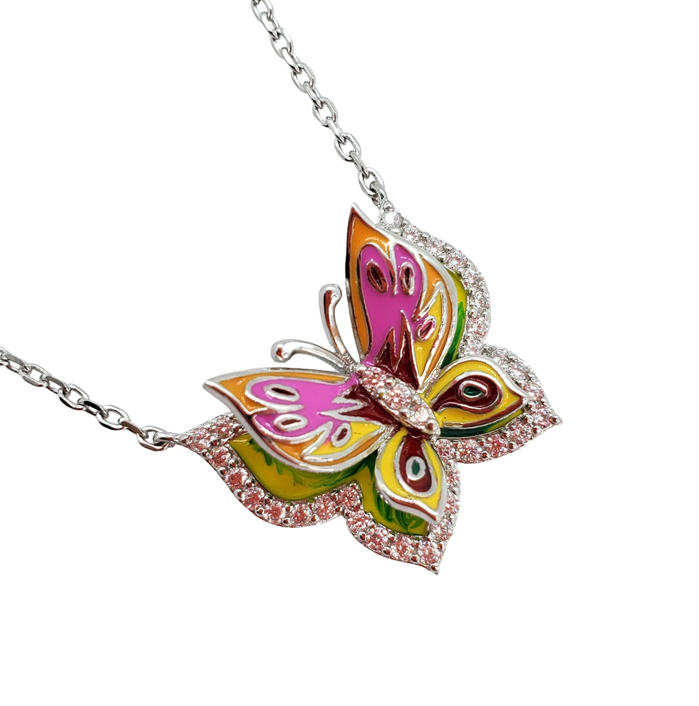 Gaia Silver Enamel Butterfly Necklace - The Mystic River