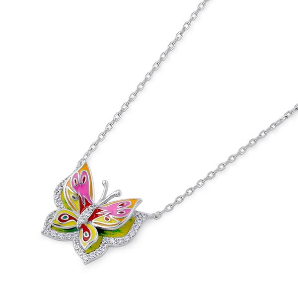 Gaia Silver Enamel Butterfly Necklace - The Mystic River