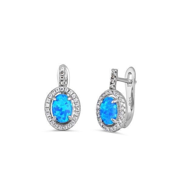 Theia Blue Opal Oval Earrings - The Mystic River