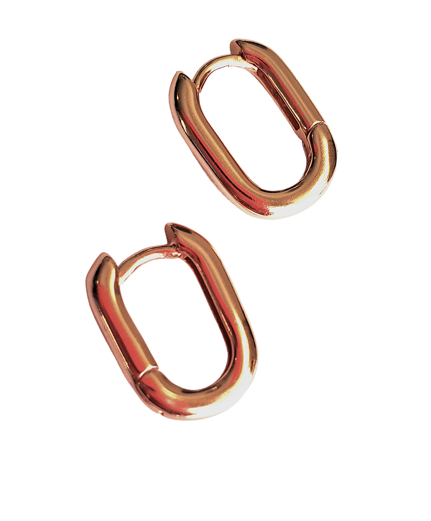 Flora Rose Gold Oval Hoops - The Mystic River