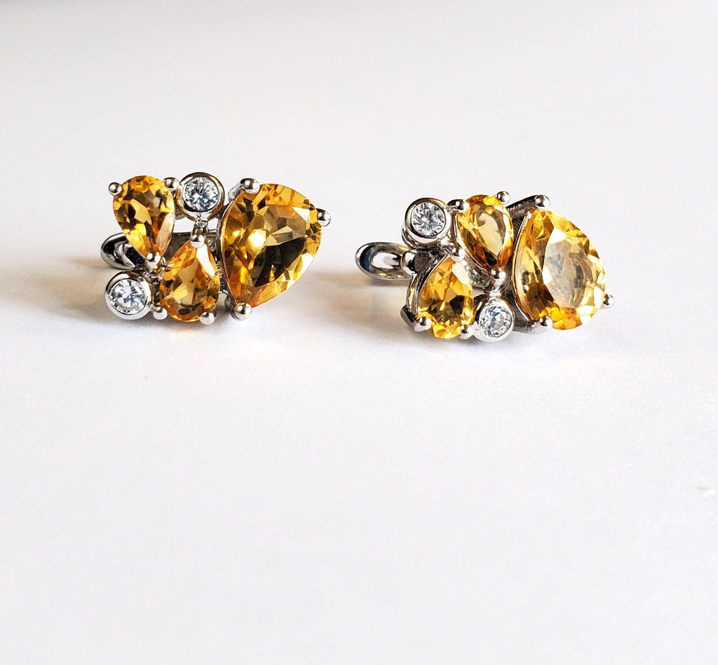 Aura Citrine and CZ Earrings - The Mystic River