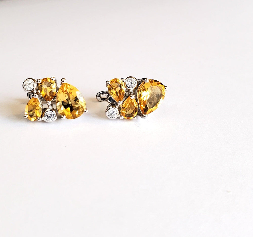 Aura Citrine and CZ Earrings - The Mystic River