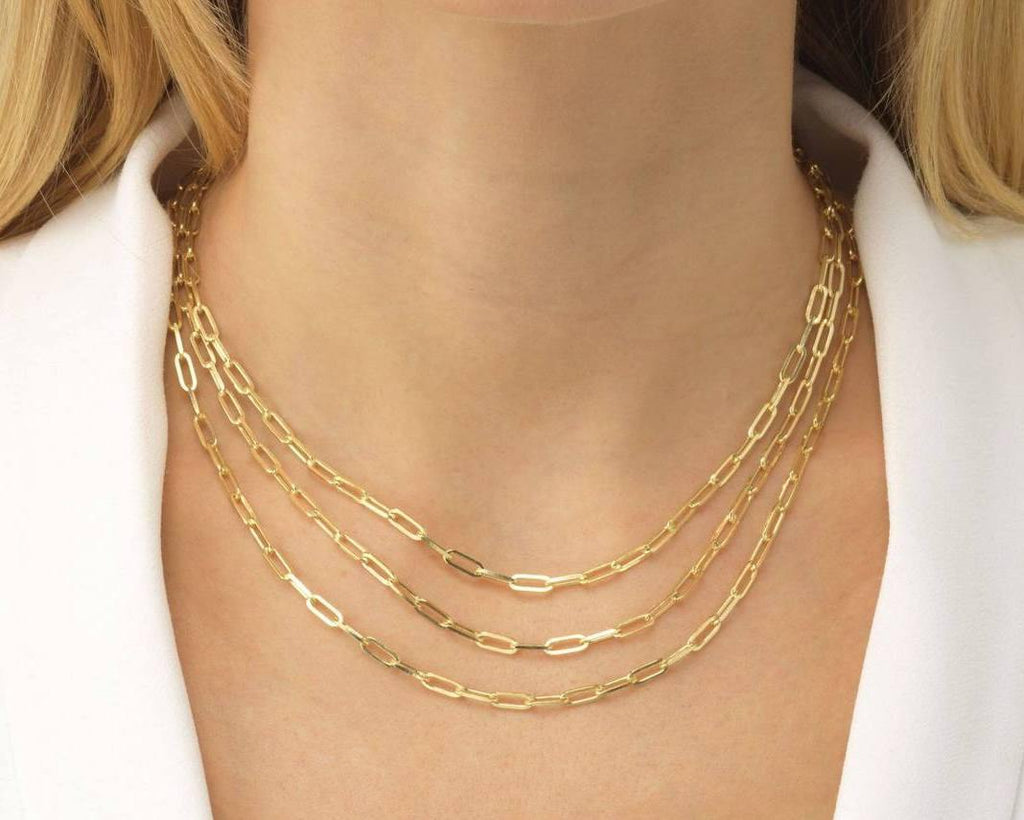 Eos 14k Solid Gold Paperclip Chain - The Mystic River