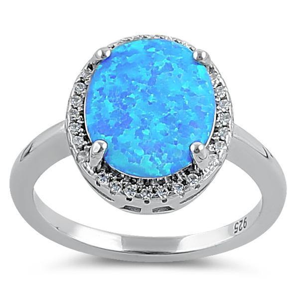 Theia Blue Opal Halo Ring - The Mystic River