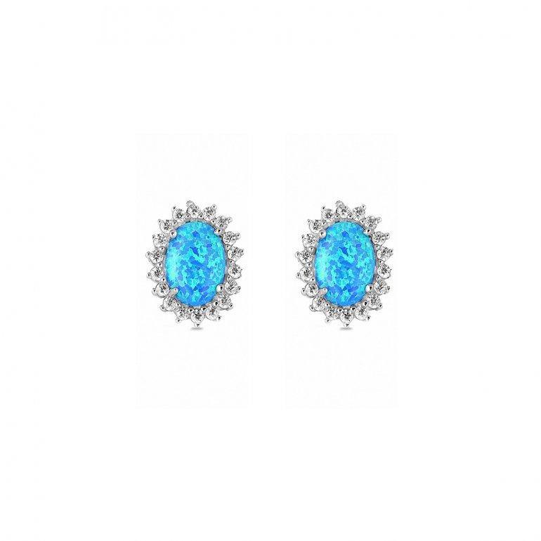 Theia Light Blue Opal Oval Studs - The Mystic River