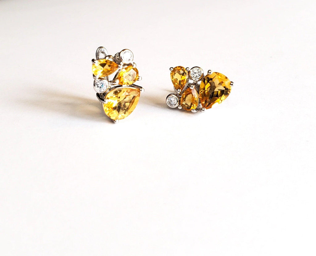 Aura Citrine and CZ Earrings - The Mystic River