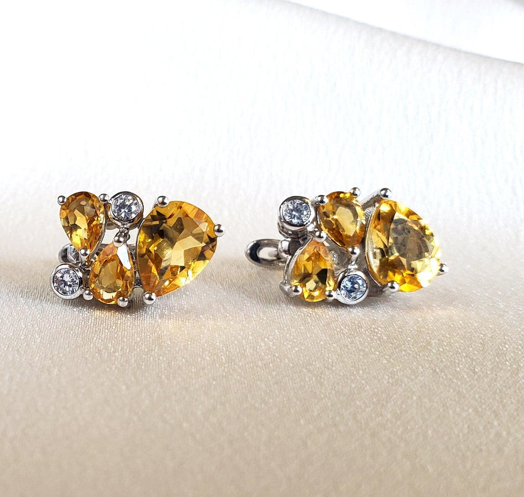 Aura Citrine and CZ Earrings - The Mystic River